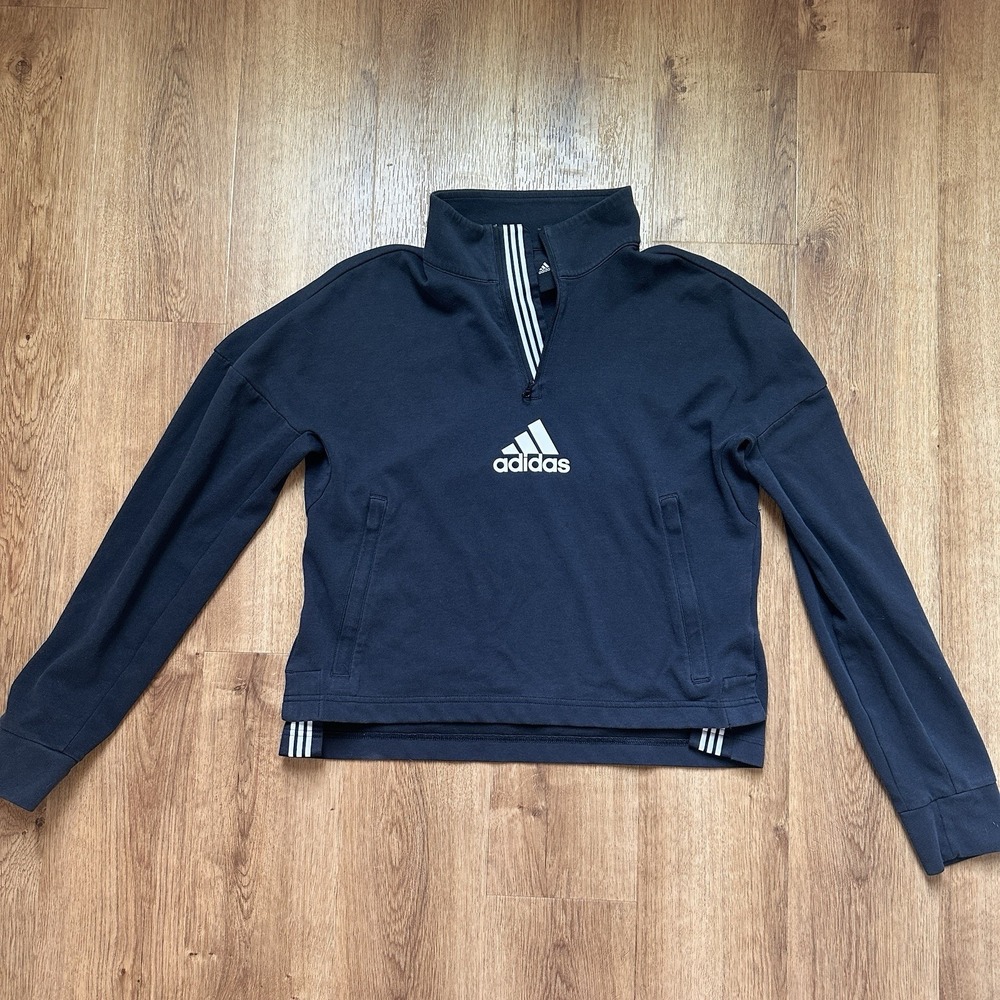 Adidas Women's Black Quarter Zip Pullover Sweatshirt Size‎ Small